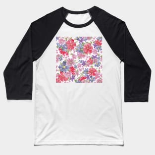 Pink, fuchsia and purple watercolor flowers Baseball T-Shirt